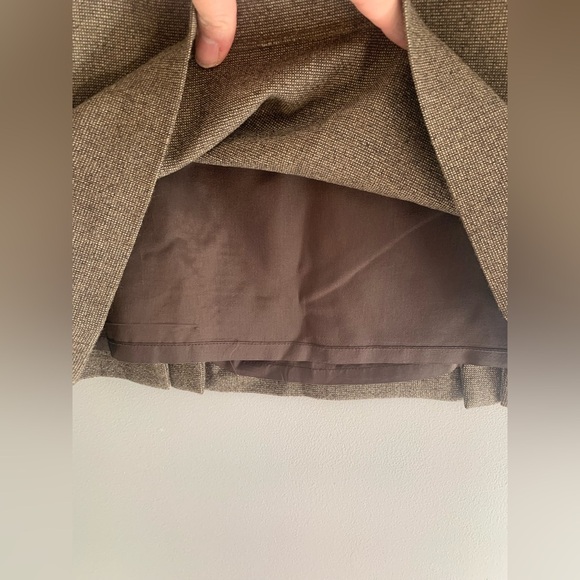 Antonio Melani Womens Mini Skirt 10 Brown Tweed Wool Blend Lined Side Zip Slit - Picture 7 of 10